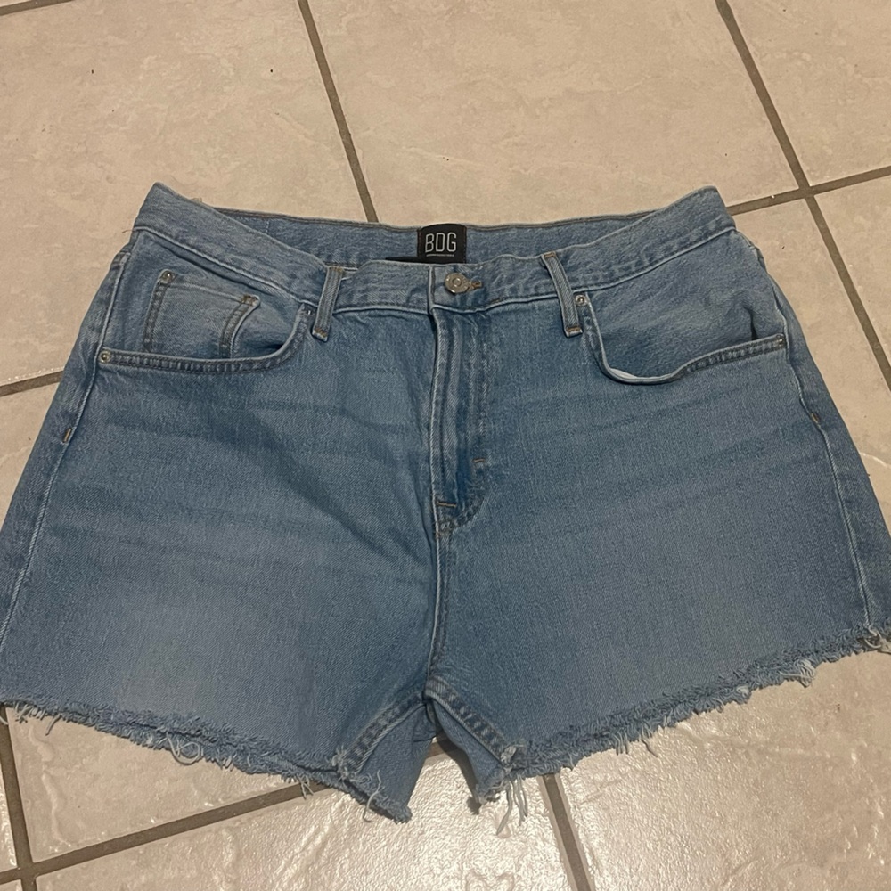 BDG Light Blue Distressed Frayed Jean Shorts Size 32